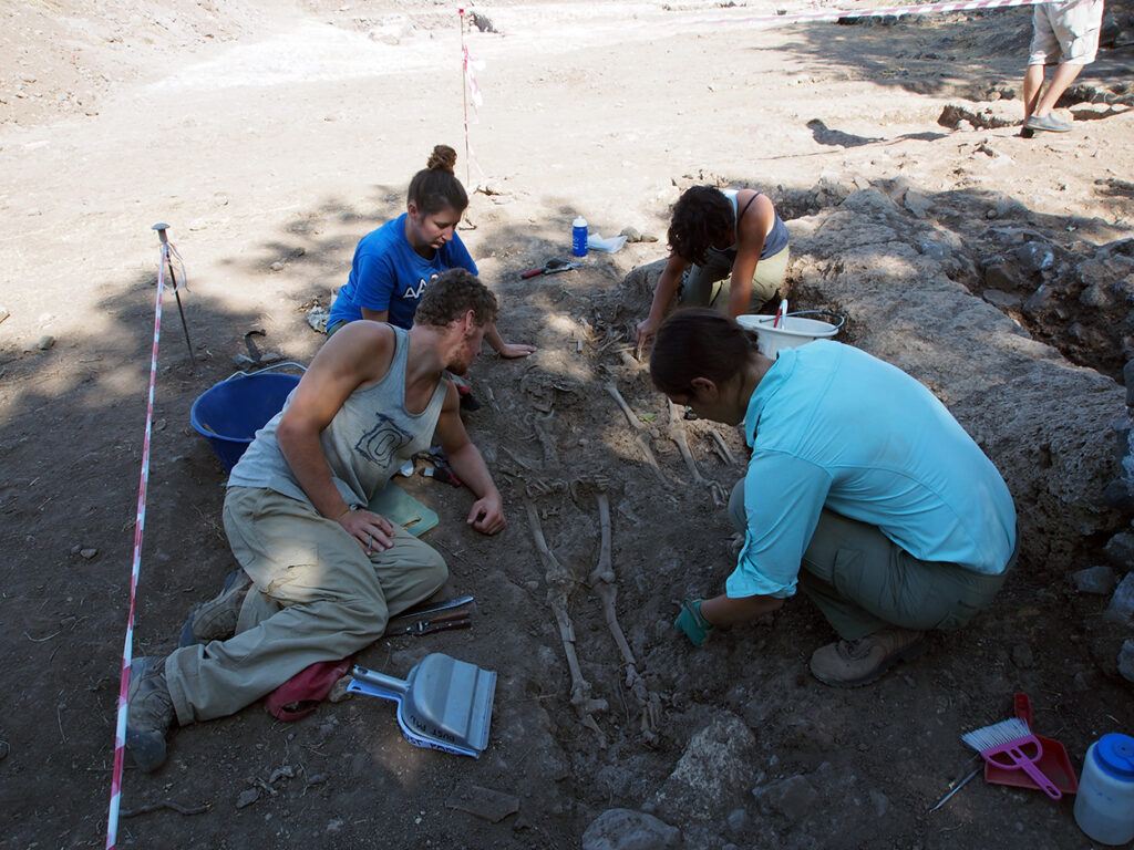 People digging at "la Biagiola" multilayered site in 2016