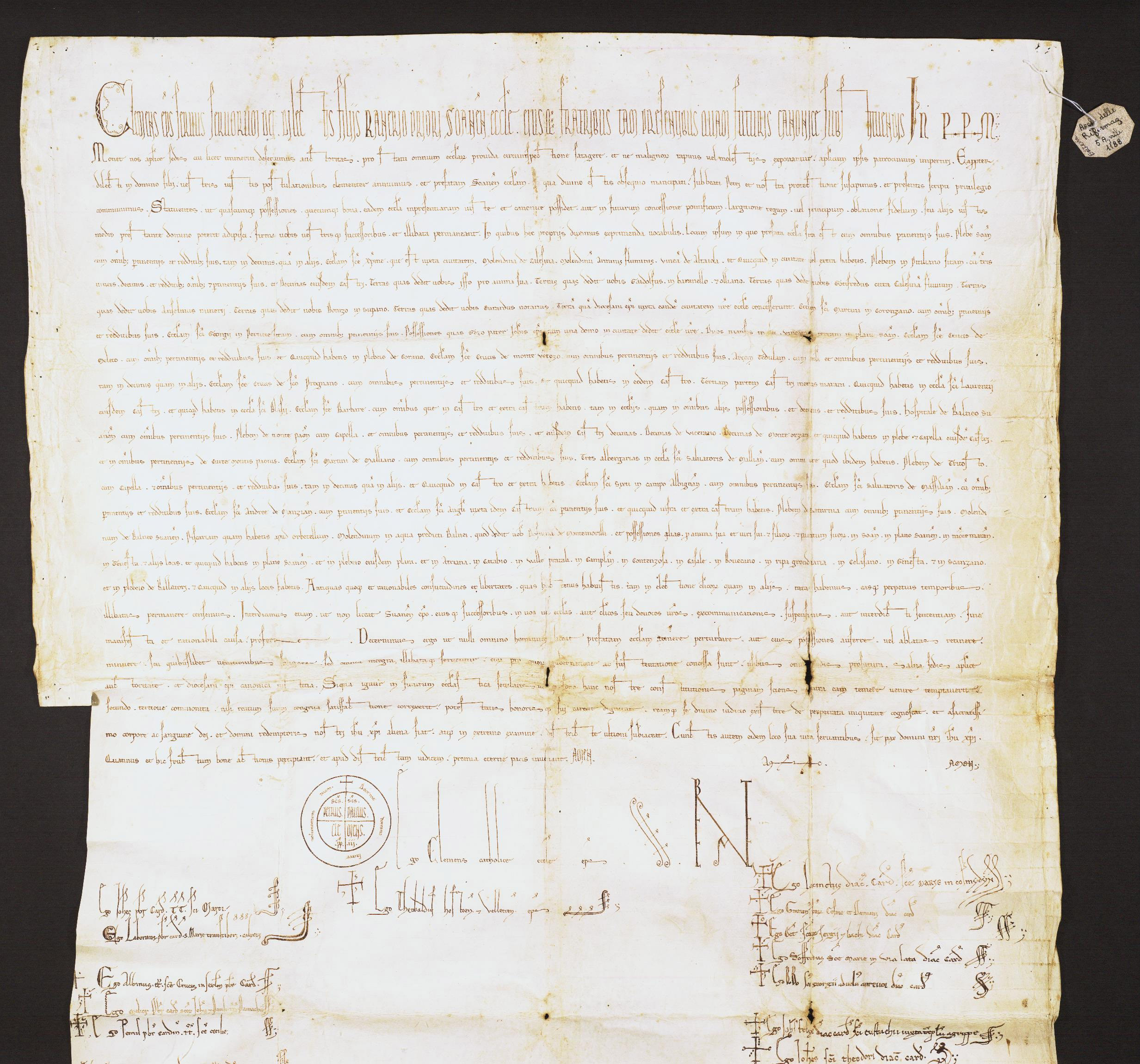 Clemente III - Bolla 1188